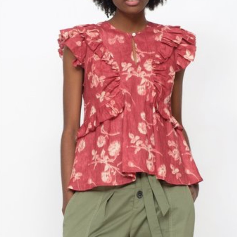 SEA NY Monet Floral Flutter Sleeve Top
